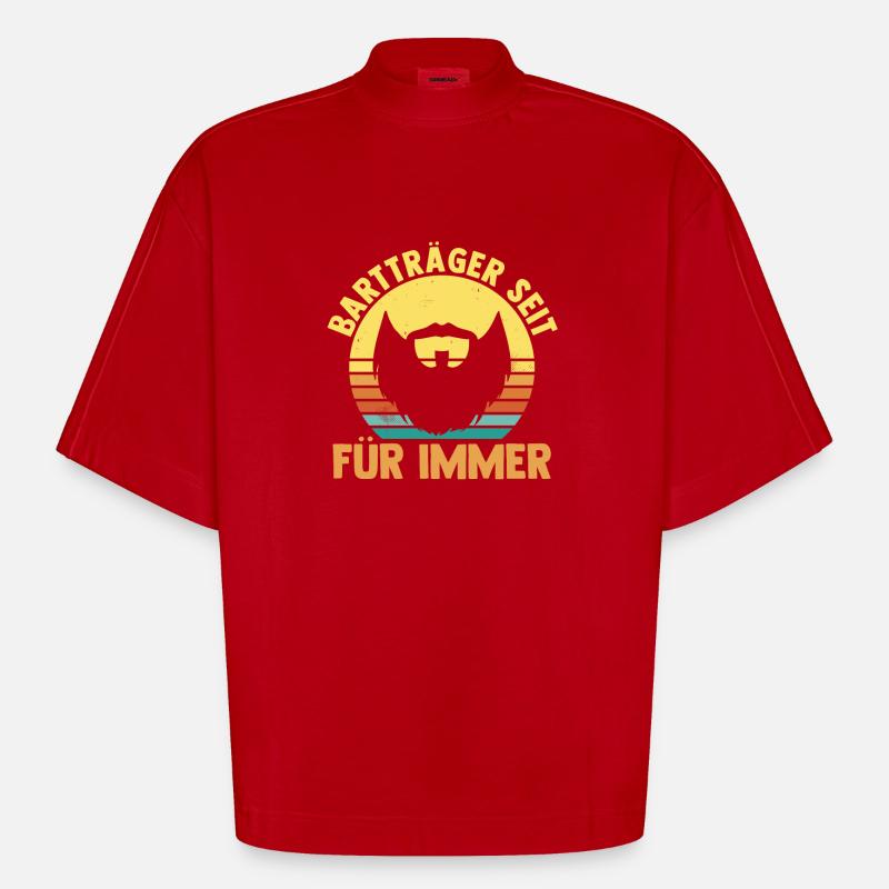 Bärtig Bartträger Bart - Heavyweight Oversized Organic Boxy T-Shirt Made in EU - Rot