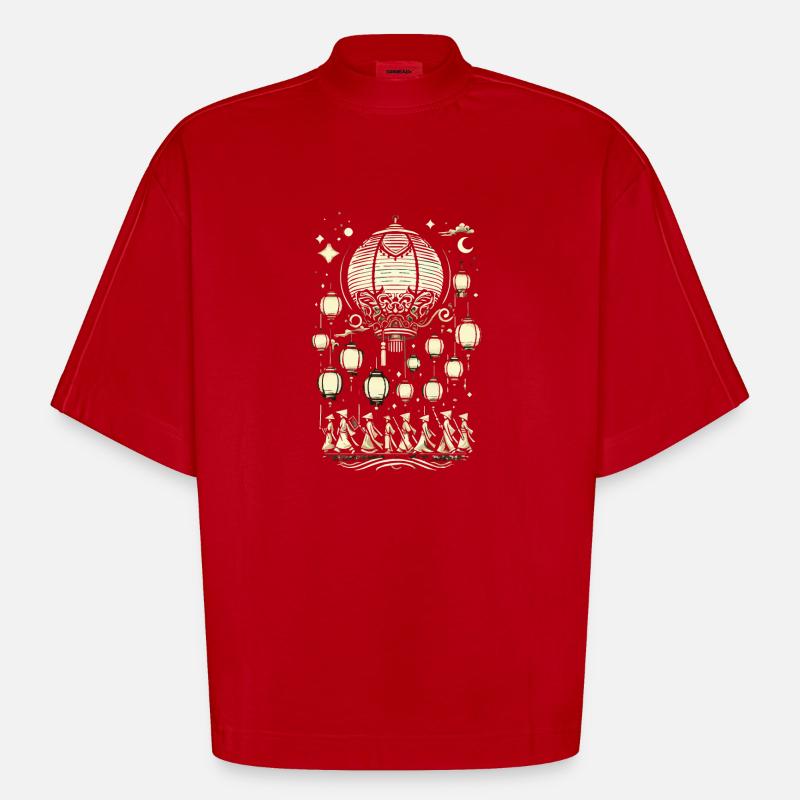 Laternenumzug, Lampion - Heavyweight Oversized Organic Boxy T-Shirt Made in EU - Rot