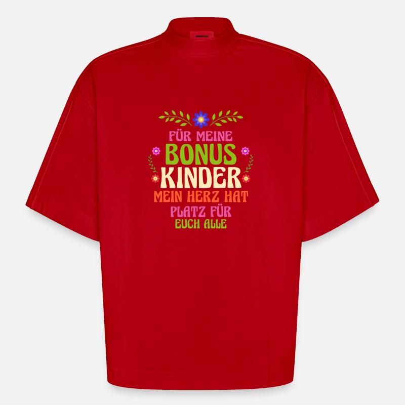 Stiefmutter Pflegemutter Ziehmutter Bonusmama - Heavyweight Oversized Organic Boxy T-Shirt Made in EU - Rot