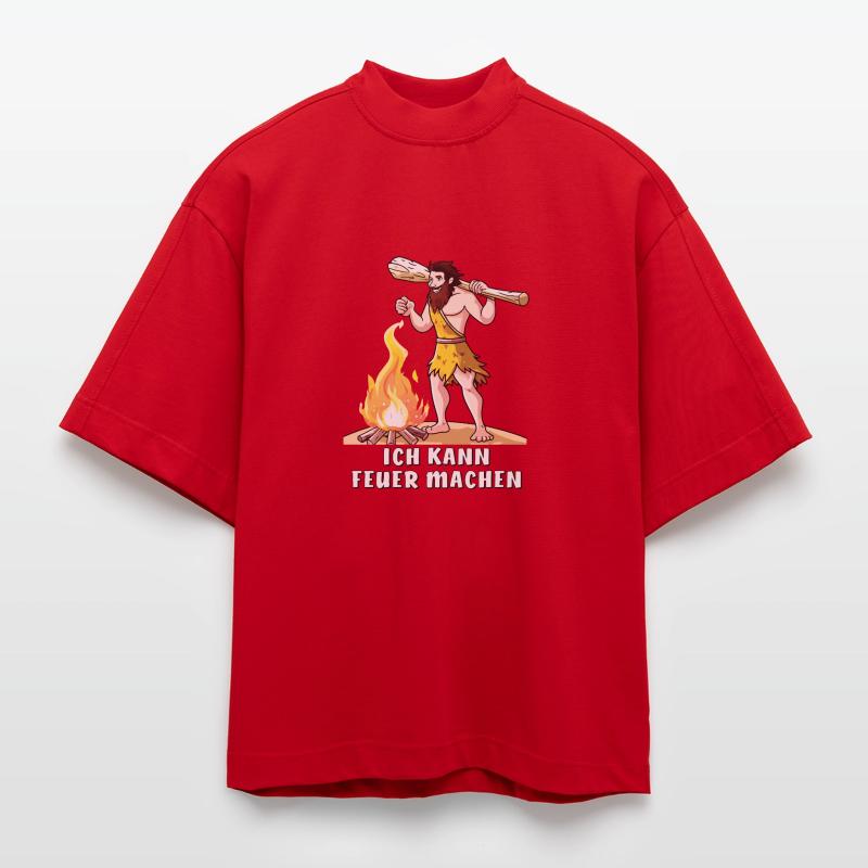 NEANDERTHAL I CAN MAKE FIRE Heavyweight Oversized Organic Boxy T-Shirt Made in EU