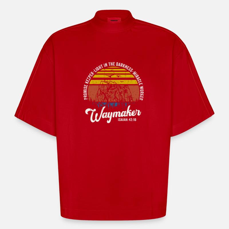 Wegweiser, Versprechenshüter, Wundertäter - Heavyweight Oversized Organic Boxy T-Shirt Made in EU - Rot