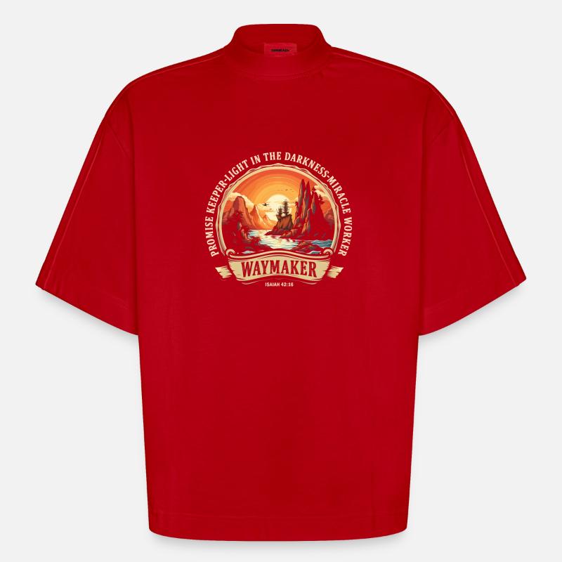 Wegweiser, Versprechenshüter, Wundertäter - Heavyweight Oversized Organic Boxy T-Shirt Made in EU - Rot