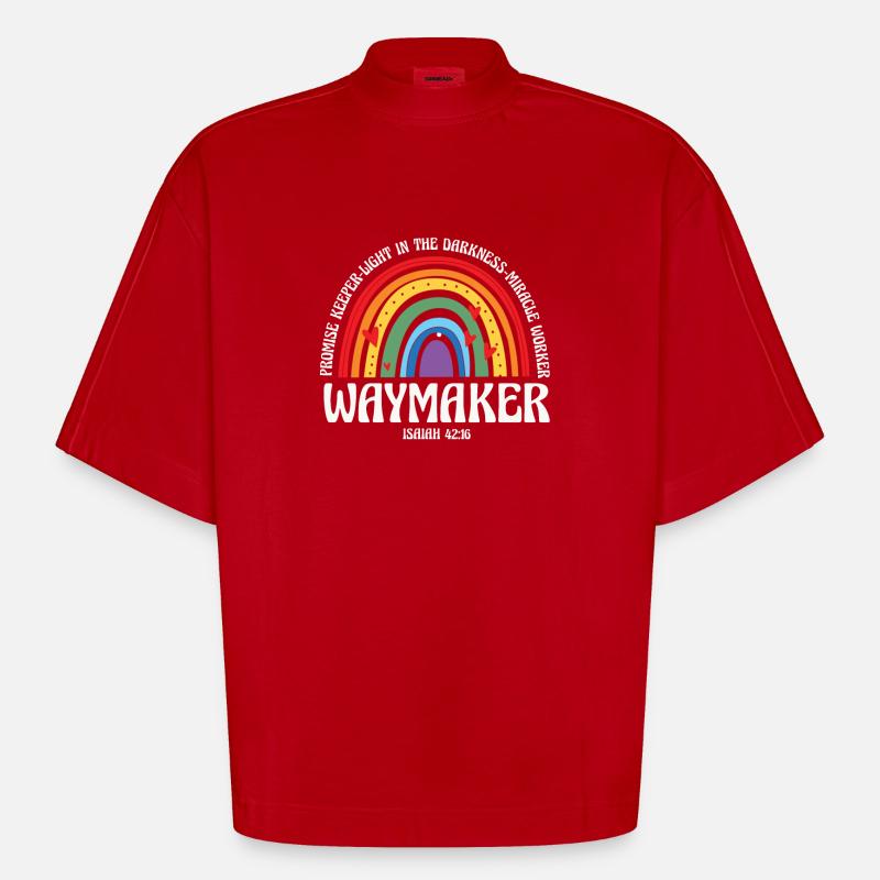Wegweiser, Versprechenshüter, Wundertäter - Heavyweight Oversized Organic Boxy T-Shirt Made in EU - Rot