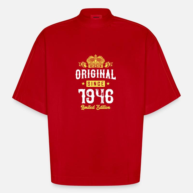 1946 Édition limitée - T-shirt bio épais oversize Boxy fabriqué en UE - rouge