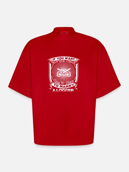 Logger Marry A Logger - Heavyweight Oversized Organic Boxy T-Shirt Made in EU - red