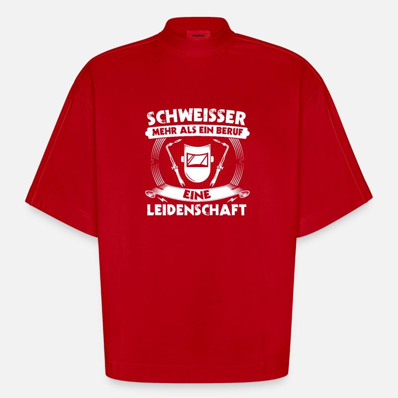 Soudage Soudeurs Soudeurs - T-shirt bio épais oversize Boxy fabriqué en UE - rouge
