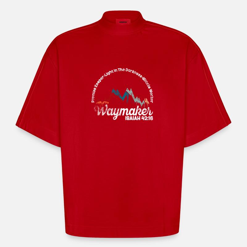 Wegweiser, Versprechenshüter, Wundertäter - Heavyweight Oversized Organic Boxy T-Shirt Made in EU - Rot