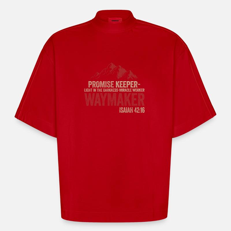 Wegweiser, Versprechenshüter, Wundertäter - Heavyweight Oversized Organic Boxy T-Shirt Made in EU - Rot