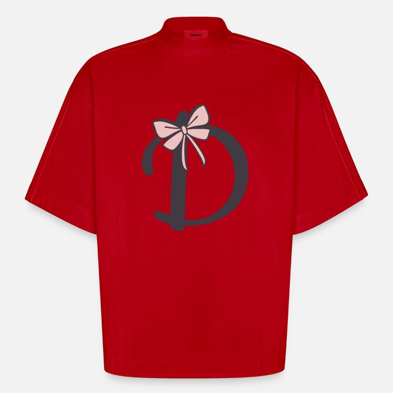 Anfangsbuchstabe D Schleifchen - Heavyweight Oversized Organic Boxy T-Shirt Made in EU - Rot