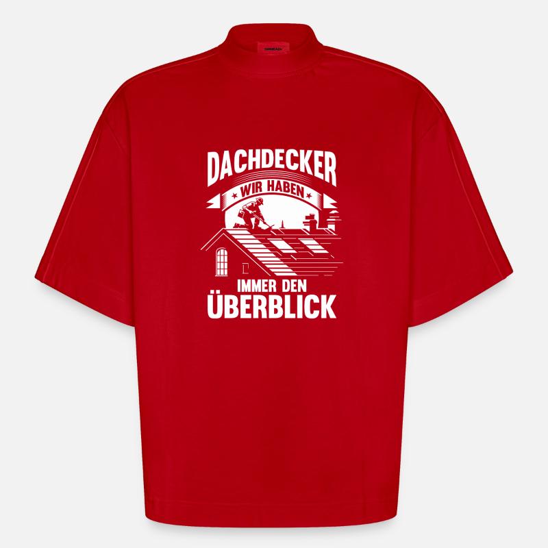 Maître Couvreur Couvreur - T-shirt bio épais oversize Boxy fabriqué en UE - rouge