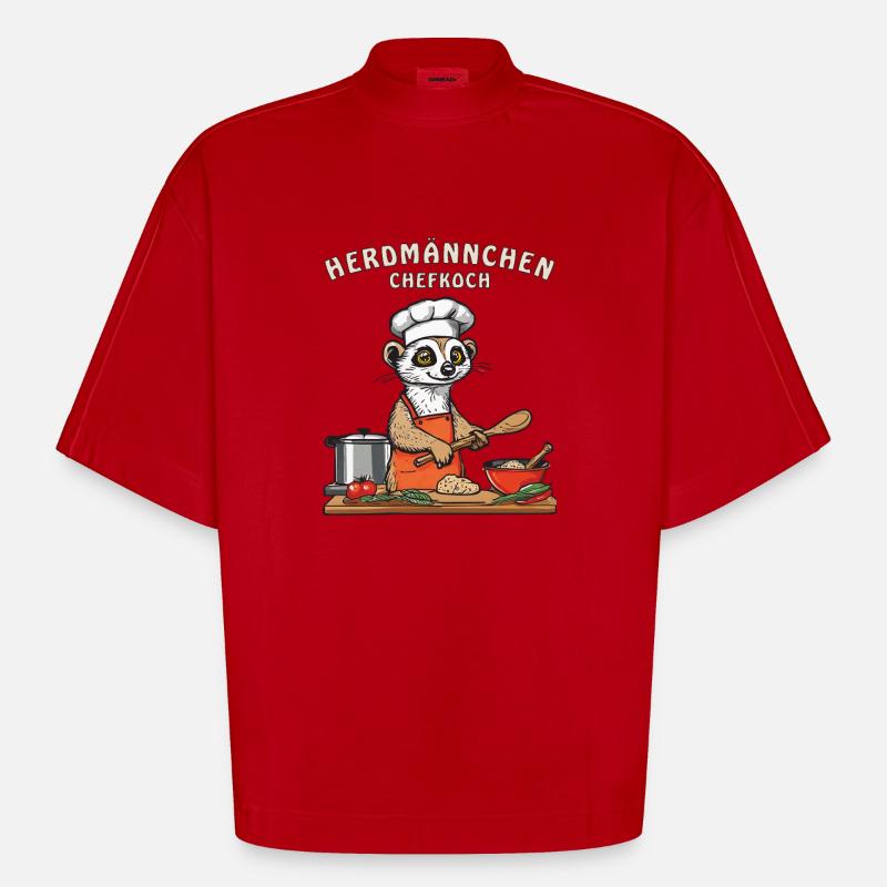 HERDMÄNNCHEN CHEFKOCH - Heavyweight Oversized Organic Boxy T-Shirt Made in EU - Rot