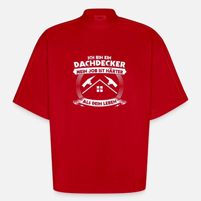 Master Roofer Roofer - Heavyweight Oversized Organic Boxy T-Shirt Made in EU - red