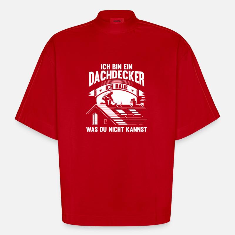 Maître Couvreur Couvreur - T-shirt bio épais oversize Boxy fabriqué en UE - rouge