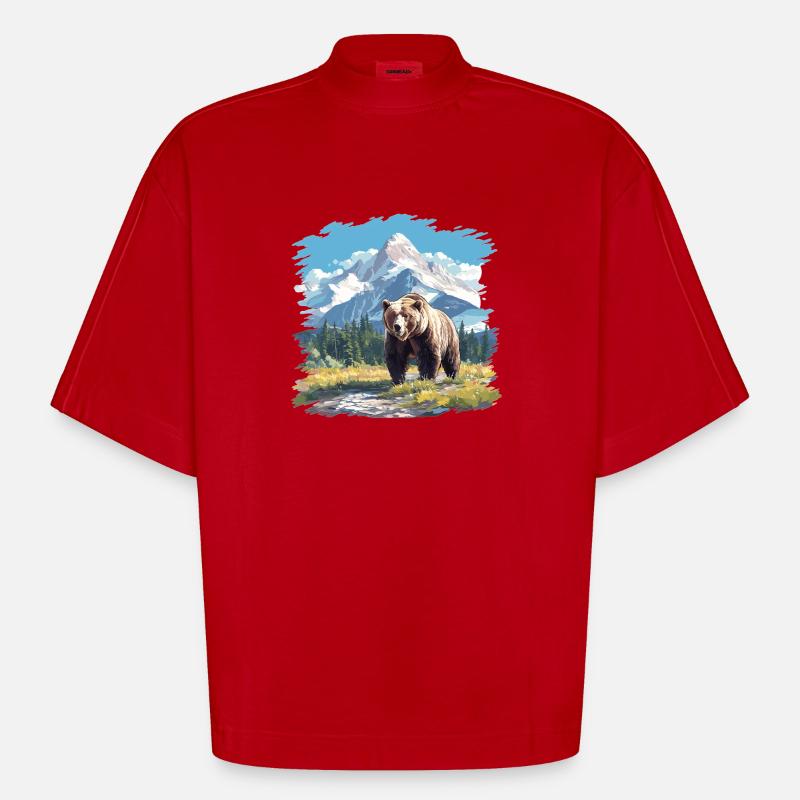Ours Kodiak Ours Kodiak - T-shirt bio épais oversize Boxy fabriqué en UE - rouge