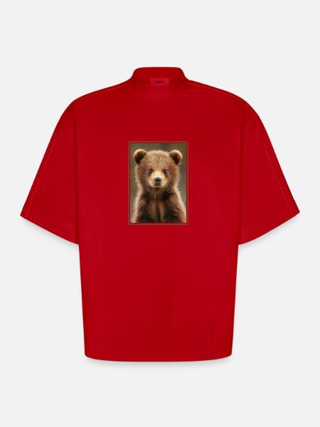 Kodiak Bear Kodiak Bear - Heavyweight Oversized Organic Boxy T-Shirt Made in EU - red