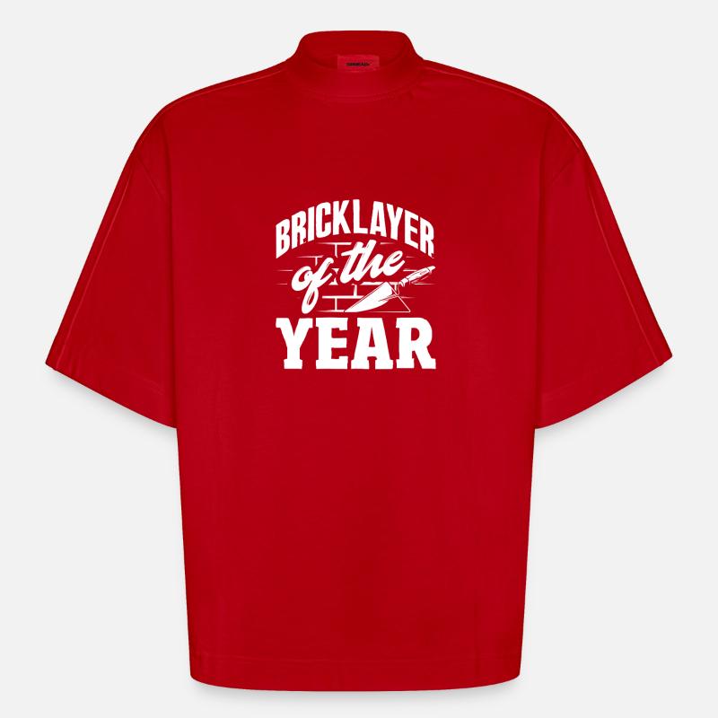 Maçon de l’année - Graphismes exceptionnels - T-shirt bio épais oversize Boxy fabriqué en UE - rouge