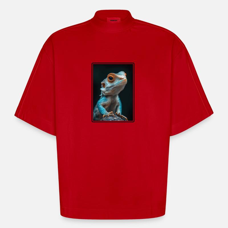 Eidechsen Eidechse - Heavyweight Oversized Organic Boxy T-Shirt Made in EU - Rot
