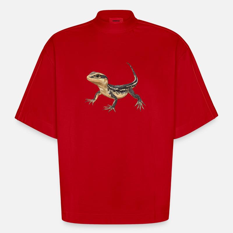 Eidechsen Eidechse - Heavyweight Oversized Organic Boxy T-Shirt Made in EU - Rot