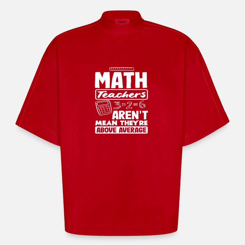 Math Teacher Math Gift - Heavyweight Oversized Organic Boxy T-Shirt Made in EU - red