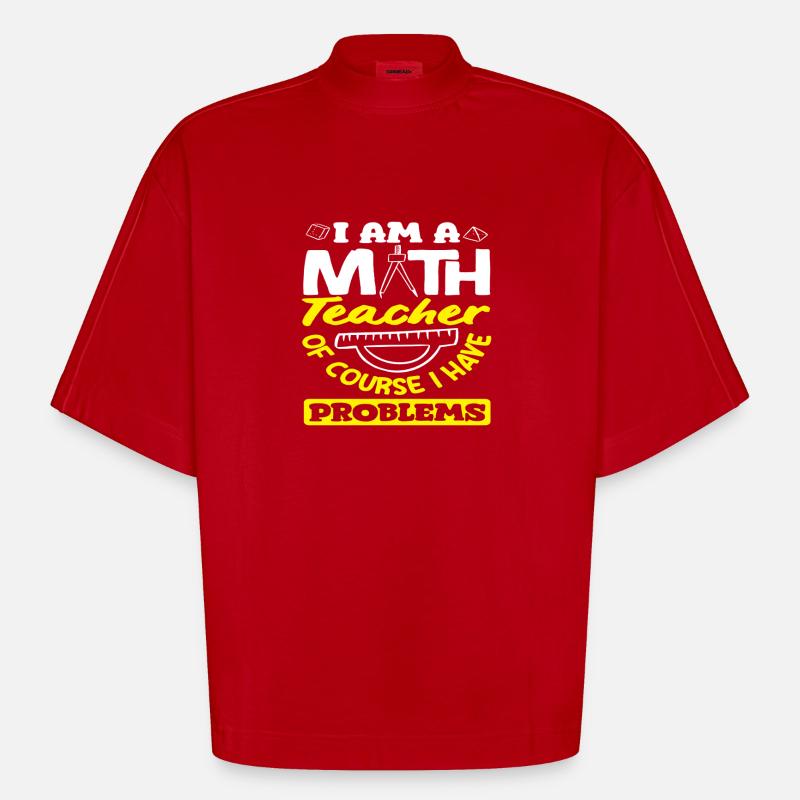 Math Teacher Math Gift - Heavyweight Oversized Organic Boxy T-Shirt Made in EU - red