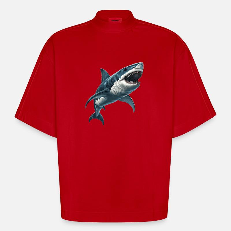 Requins Requin - T-shirt bio épais oversize Boxy fabriqué en UE - rouge