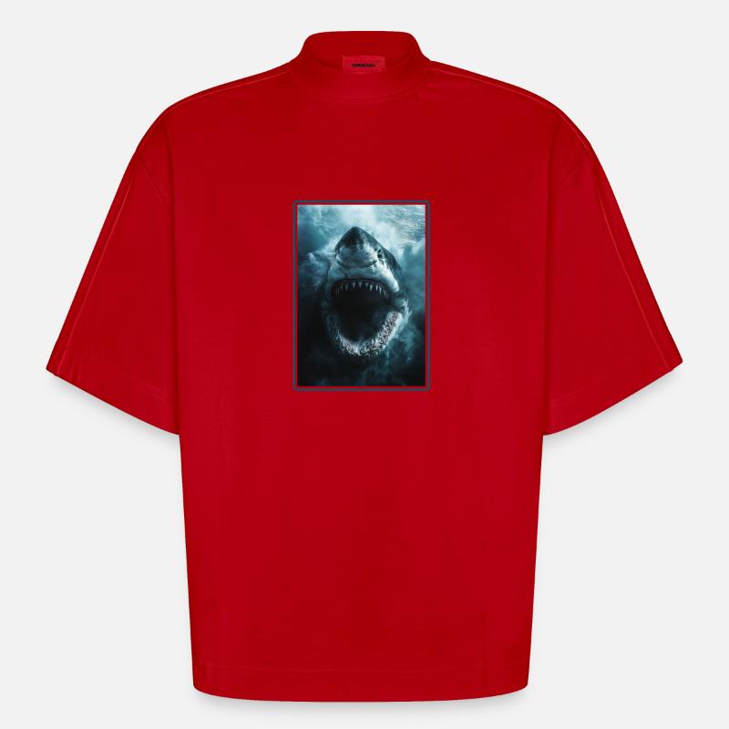 Requins Requin - T-shirt bio épais oversize Boxy fabriqué en UE - rouge