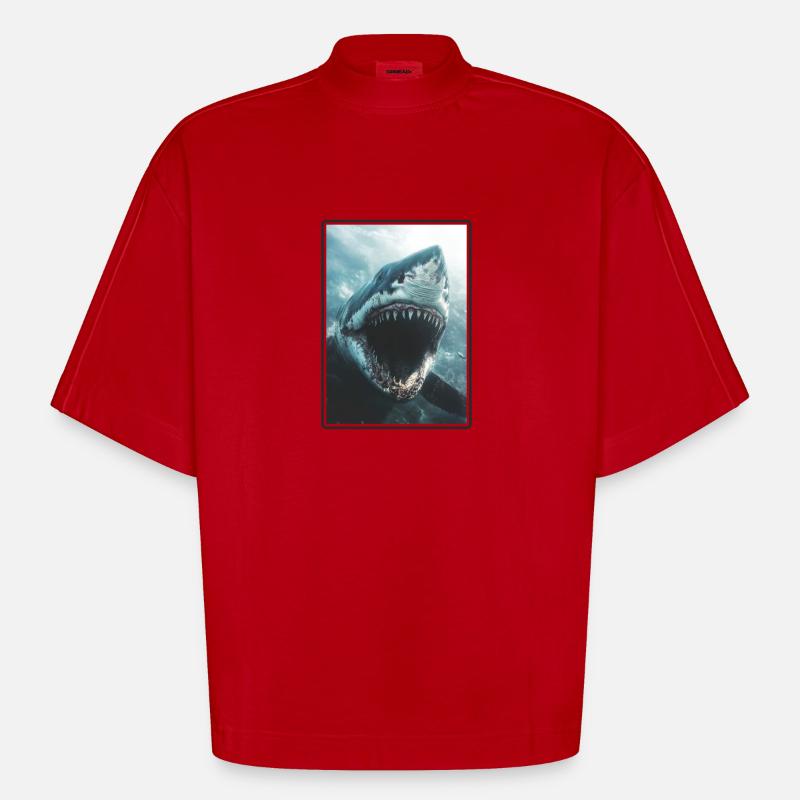 Requins Requin - T-shirt bio épais oversize Boxy fabriqué en UE - rouge