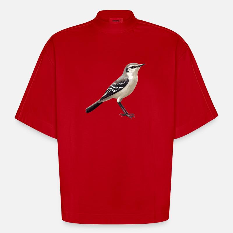Oiseaux moqueurs Oiseaux moqueurs - T-shirt bio épais oversize Boxy fabriqué en UE - rouge