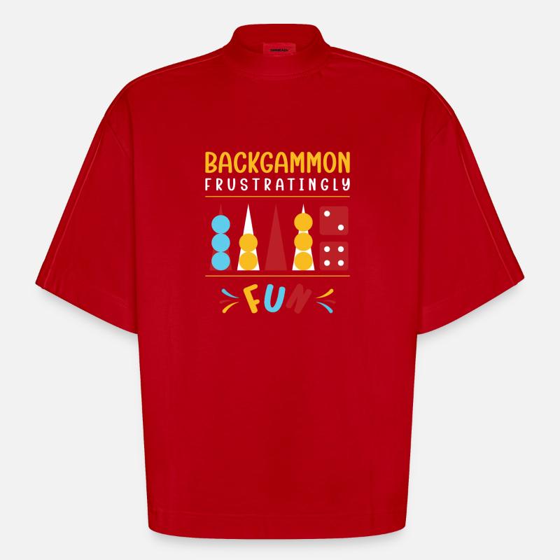 Backgammon Spiel - Heavyweight Oversized Organic Boxy T-Shirt Made in EU - Rot