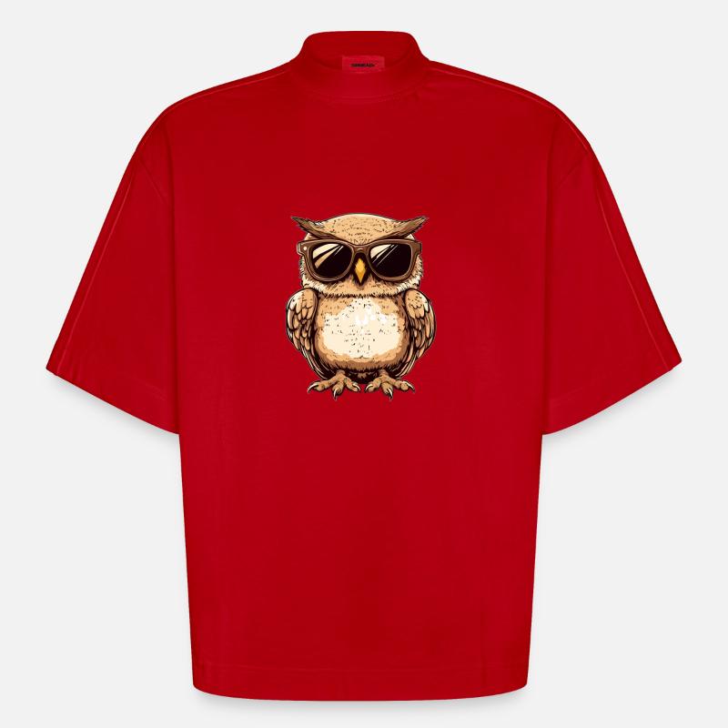 Coole Eule - Heavyweight Oversized Organic Boxy T-Shirt Made in EU - Rot
