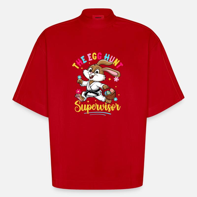Der Supervisor der Eiersuche - Heavyweight Oversized Organic Boxy T-Shirt Made in EU - Rot