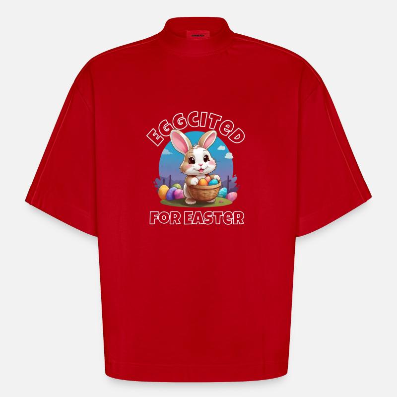 Eggcited for Easter - Heavyweight Oversized Organic Boxy T-Shirt Made in EU - red