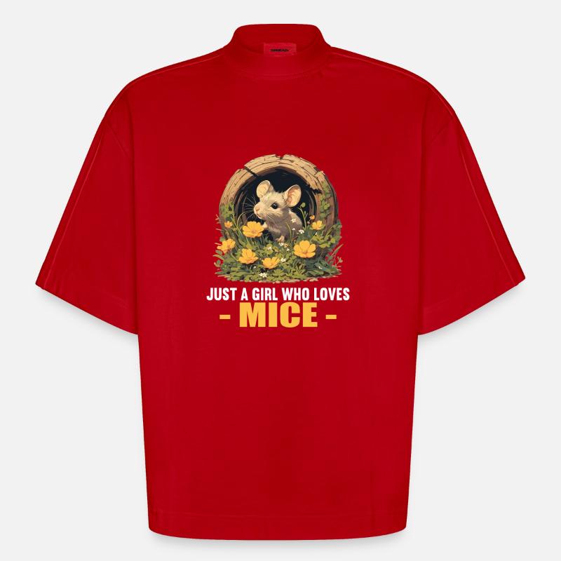 Mäuse Maus - Heavyweight Oversized Organic Boxy T-Shirt Made in EU - Rot