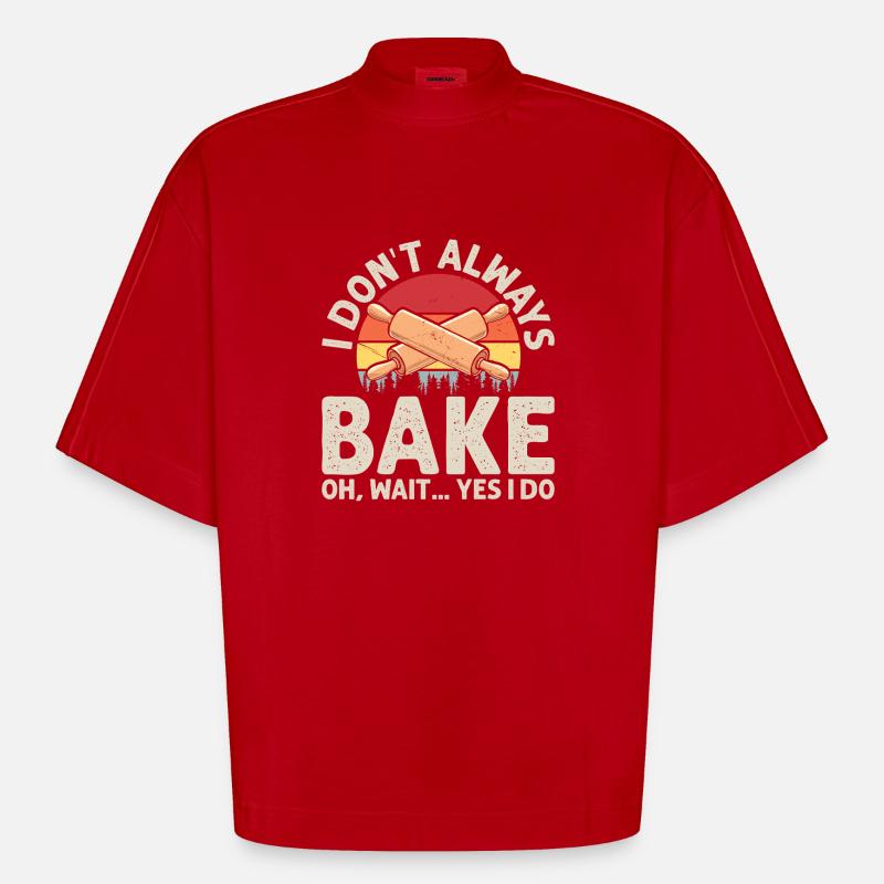 Baking Baker Bakery - Heavyweight Oversized Organic Boxy T-Shirt Made in EU - red