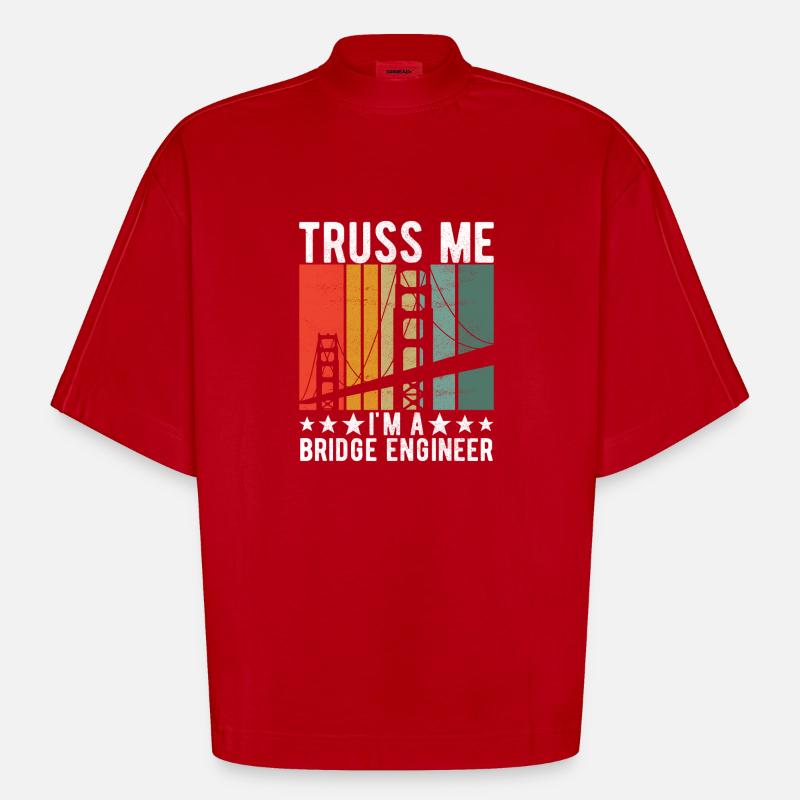 Bridge Engineer Bridge Construction - Heavyweight Oversized Organic Boxy T-Shirt Made in EU - red