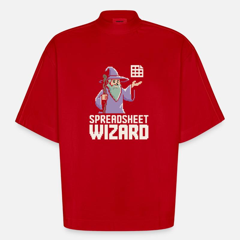 Spreadsheet Wizard Funny Controller Accountant - Heavyweight Oversized Organic Boxy T-Shirt Made in EU - red