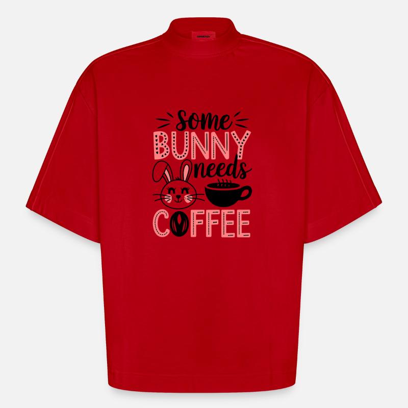 Easter Coffee Drink Easter Coffee - Heavyweight Oversized Organic Boxy T-Shirt Made in EU - red