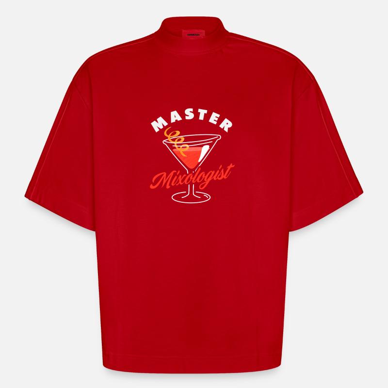 Master Mixologist Bartender Art - Heavyweight Oversized Organic Boxy T-Shirt Made in EU - red