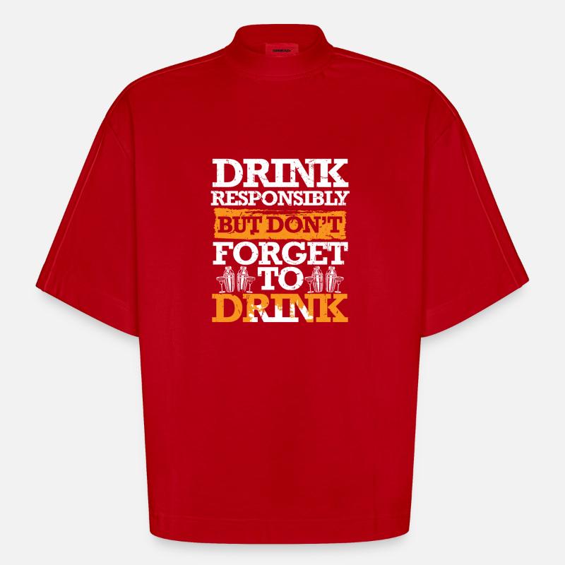 Bartender Bartender Bartending - Heavyweight Oversized Organic Boxy T-Shirt Made in EU - red