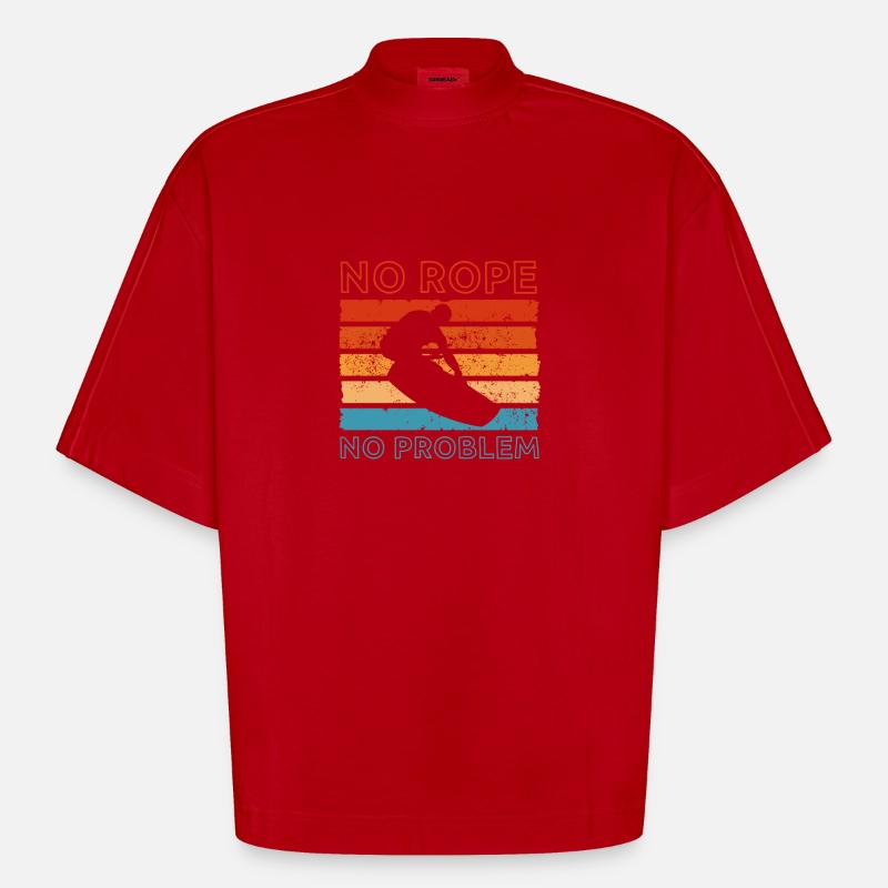 Wakeboard Wakeboarder Wakeboarding Geschenk - Heavyweight Oversized Organic Boxy T-Shirt Made in EU - Rot