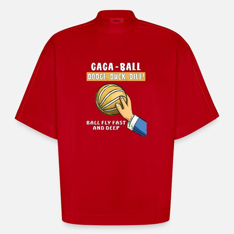 voelkerball gaga ball - Heavyweight Oversized Organic Boxy T-Shirt Made in EU - Rot