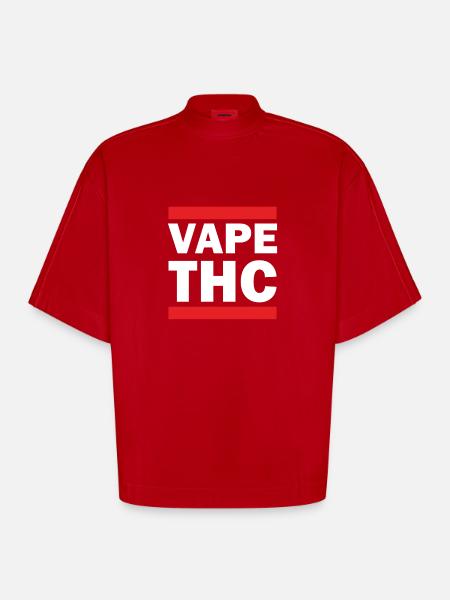 Vape THC White - Heavyweight Oversized Organic Boxy T-Shirt Made in EU - red