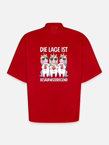 The situation is drunkenness - Heavyweight Oversized Organic Boxy T-Shirt Made in EU - red