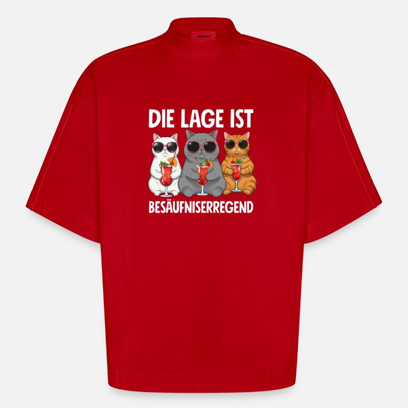 Die Lage Ist Besäufniserregend - Heavyweight Oversized Organic Boxy T-Shirt Made in EU - Rot