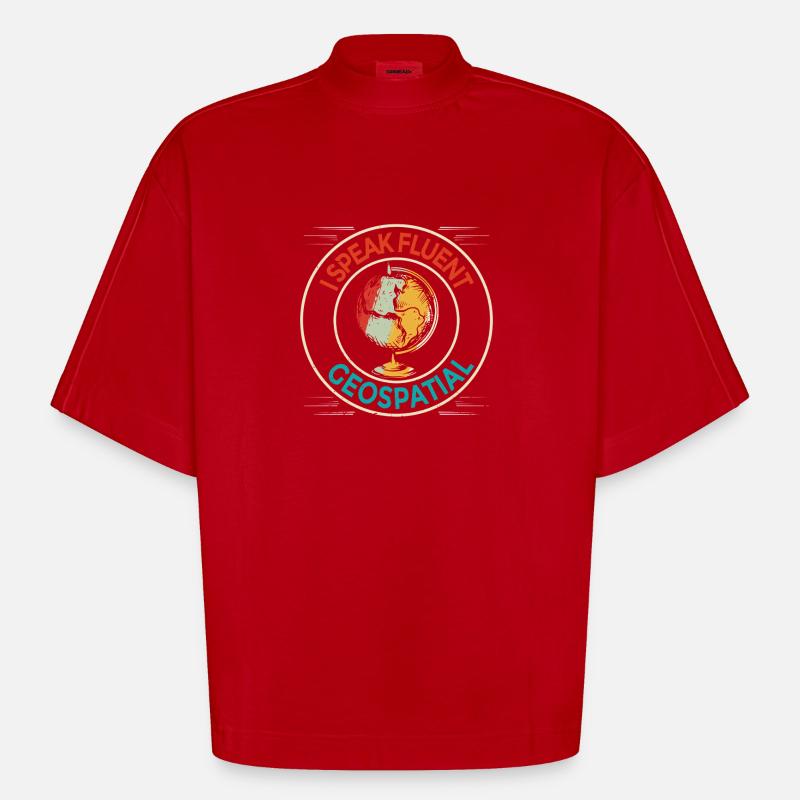 Geographic Information Systems Geospatial - Heavyweight Oversized Organic Boxy T-Shirt Made in EU - red