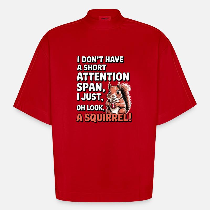 ADHS? Oh schau, ein Eichhörnchen! - Heavyweight Oversized Organic Boxy T-Shirt Made in EU - Rot
