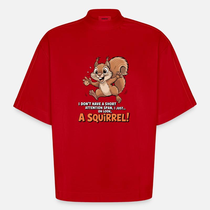 ADHS? Oh schau, ein Eichhörnchen! - Heavyweight Oversized Organic Boxy T-Shirt Made in EU - Rot