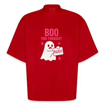 Anti -halloween Sarkastische Gruselige - Heavyweight Oversized Organic Boxy T-Shirt Made in EU - Rot - Vorne