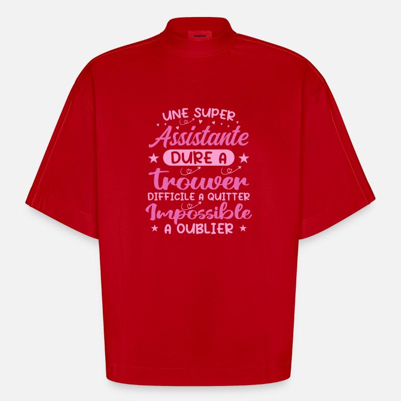 Une Super Assistante - Cadeau assistante - T-shirt bio épais oversize Boxy fabriqué en UE - rouge