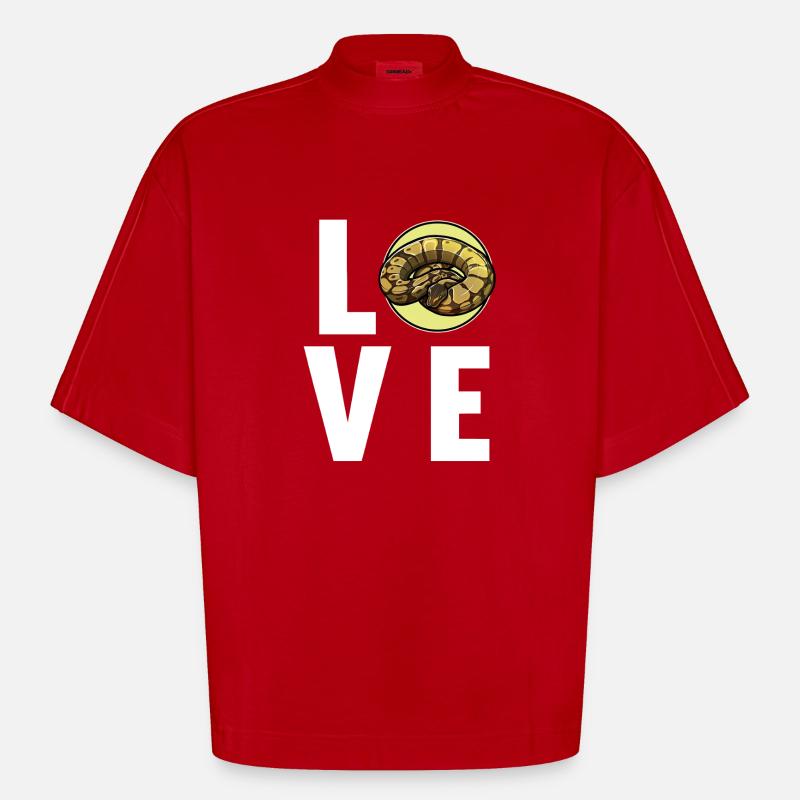 Ball Python Königspythons Königspython - Heavyweight Oversized Organic Boxy T-Shirt Made in EU - Rot